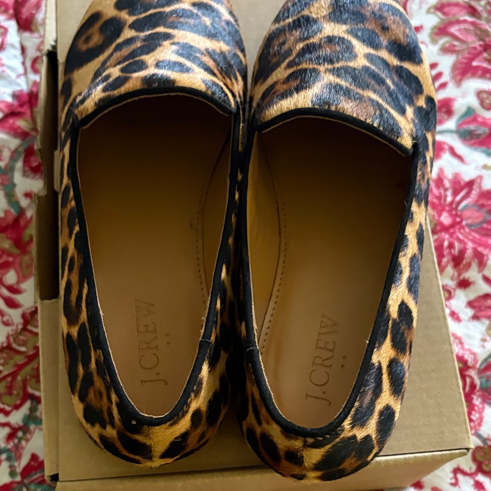 J. Crew Leopard-Print Slip-On Flats in Brown and Black